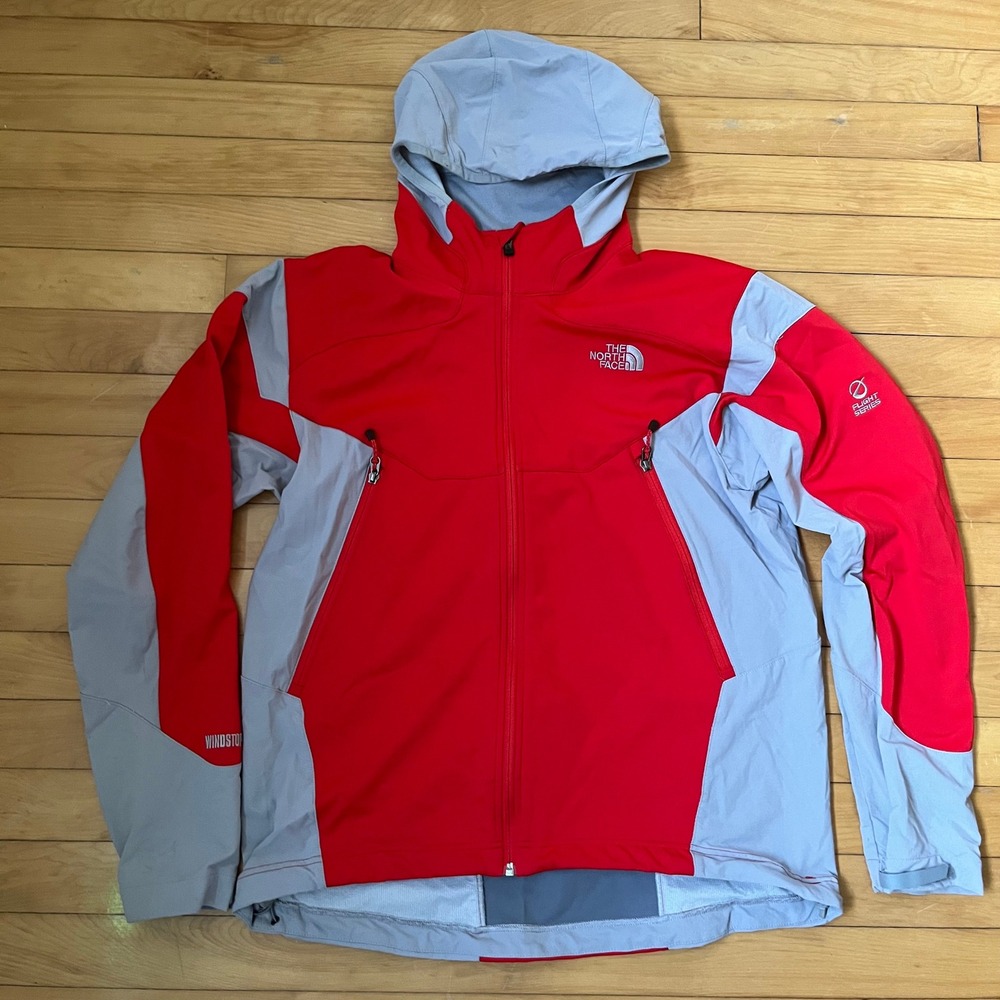 The North Face Flight Series Windstopper Jacket Red Grey Mens Large Softshell